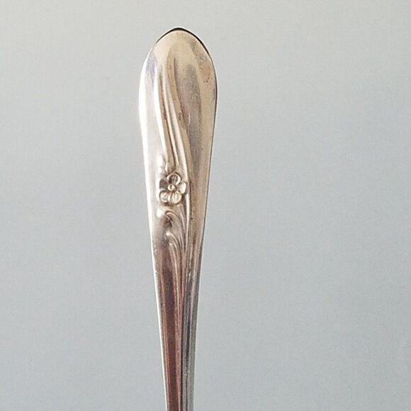 H&T Mfg Co 1940 Meadow Flower Pattern Condiment Serving Spoon Silverplated - Picture 4 of 11